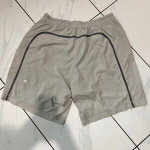 LULULEMON Mens Shorts Large Pace Breaker Liner Gray White Speckled L 9” Inseam